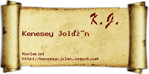 Kenesey Jolán névjegykártya